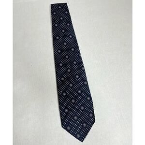 Christian Dior Vintage Mens Navy Blue Patterned Tie